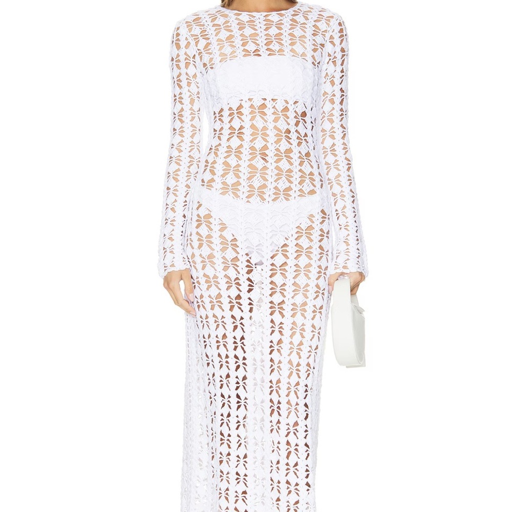 Beach Riot White Crochet Swim Coverup